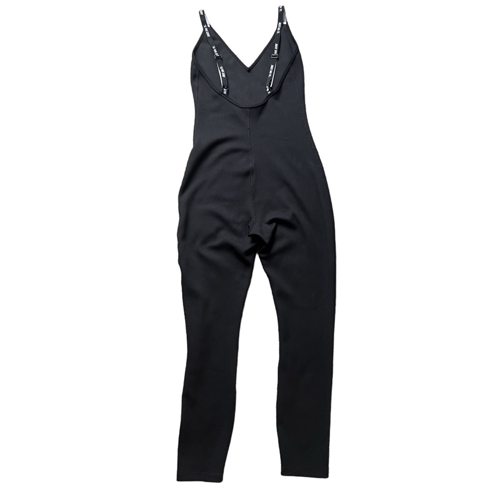 Nike One Piece Black Workout Bodysuit Jumpsuit Women Medium “Just Do It” Straps - Picture 2 of 5
